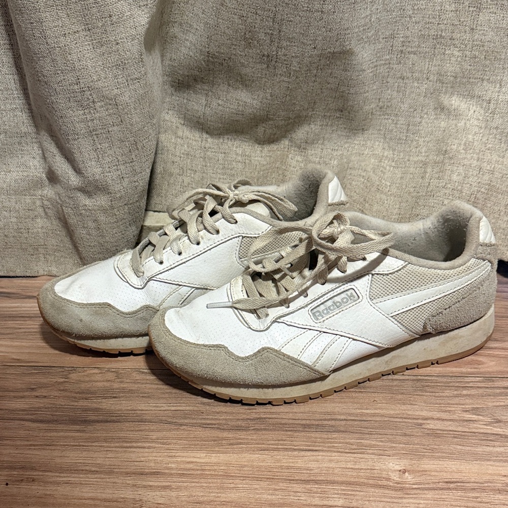 Reebok Classic White and Tan Trainers